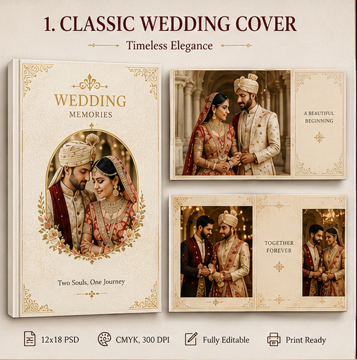 Classic wedding cover wedding album design reference
